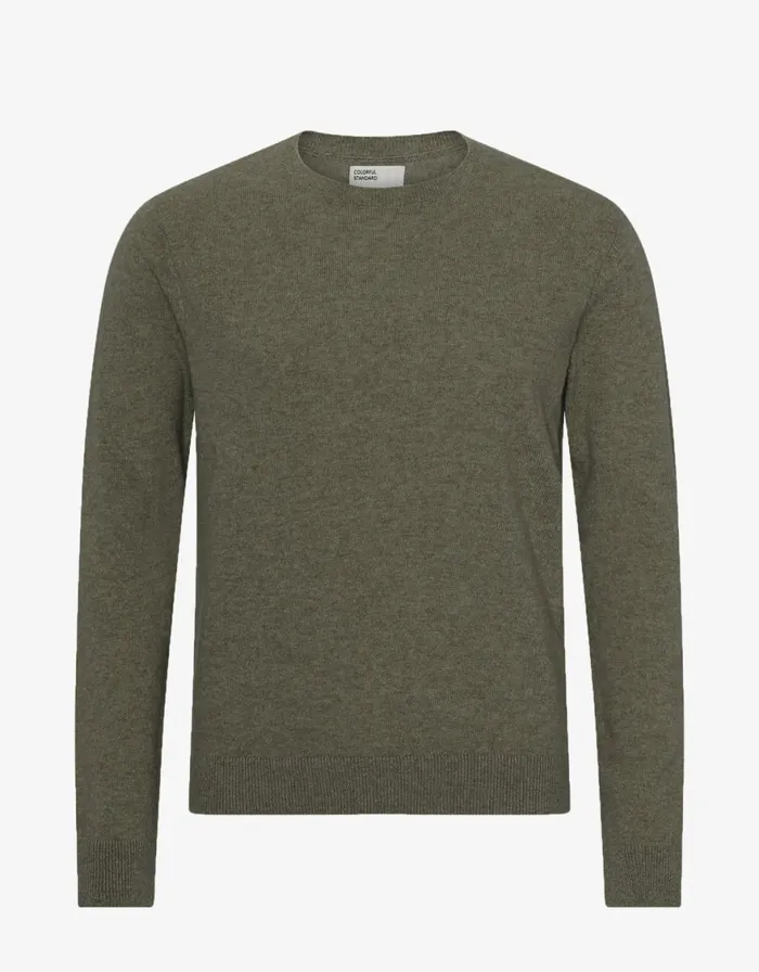 Men Knit Sweaters Colorful Standard Light Merino Wool Crew Dusty Olive