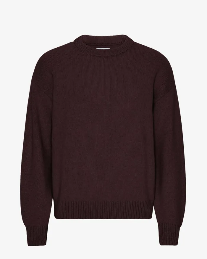 Men Knit Sweaters Colorful Standard Oversized Merino Wool Crew Oxblood Red