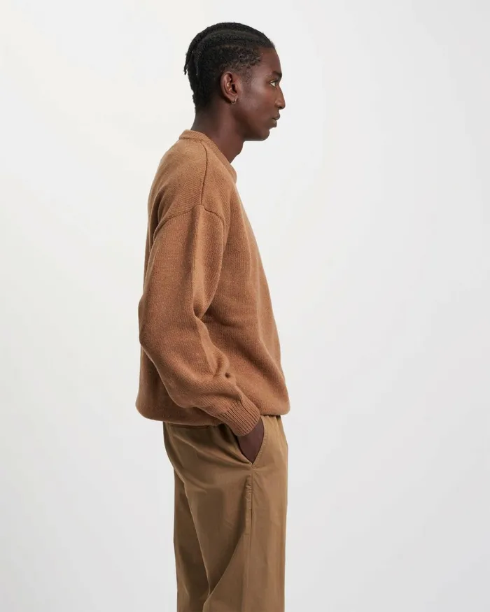 Men Knit Sweaters Colorful Standard Oversized Merino Wool Crew Oxblood Red