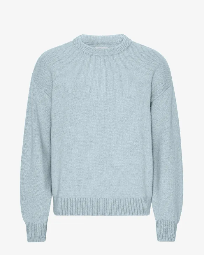 Men Knit Sweaters Colorful Standard Oversized Merino Wool Crew Polar Blue