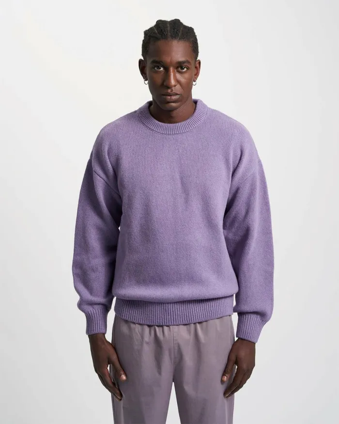 Men Knit Sweaters Colorful Standard Oversized Merino Wool Crew Polar Blue