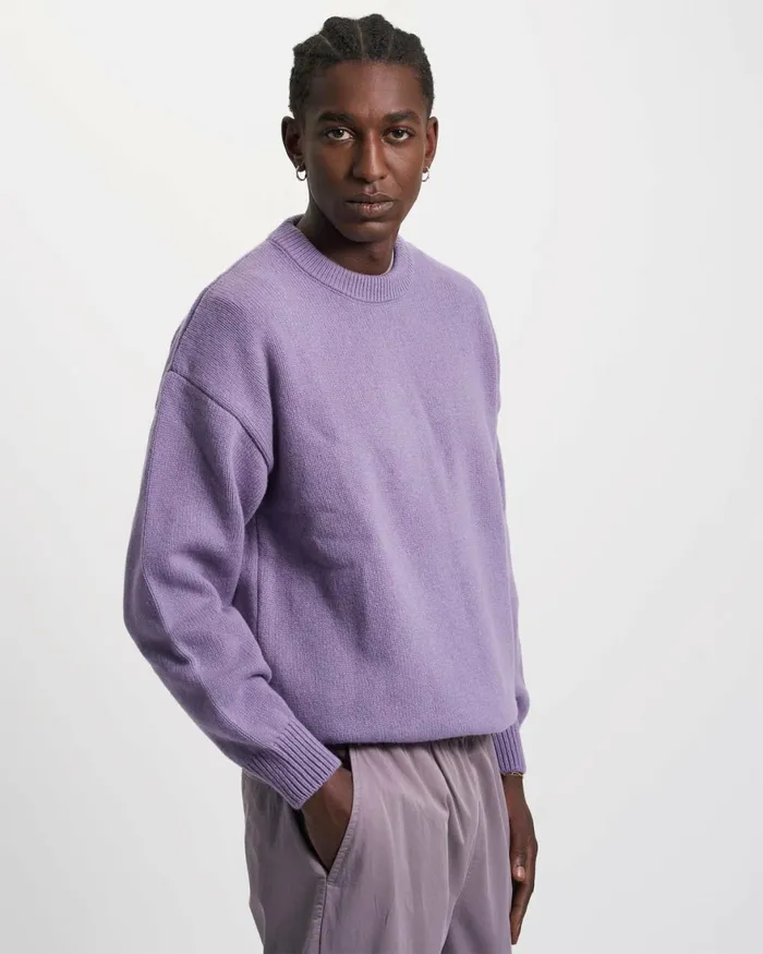 Men Knit Sweaters Colorful Standard Oversized Merino Wool Crew Polar Blue