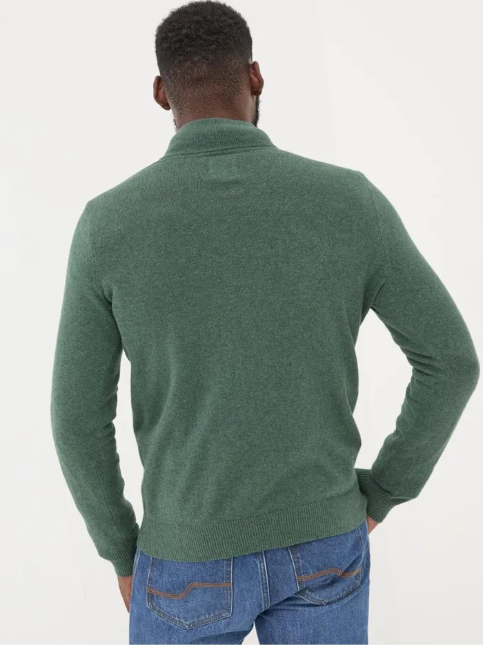 Men Knitwear Fat Face Rye Dark Green HalfNeck