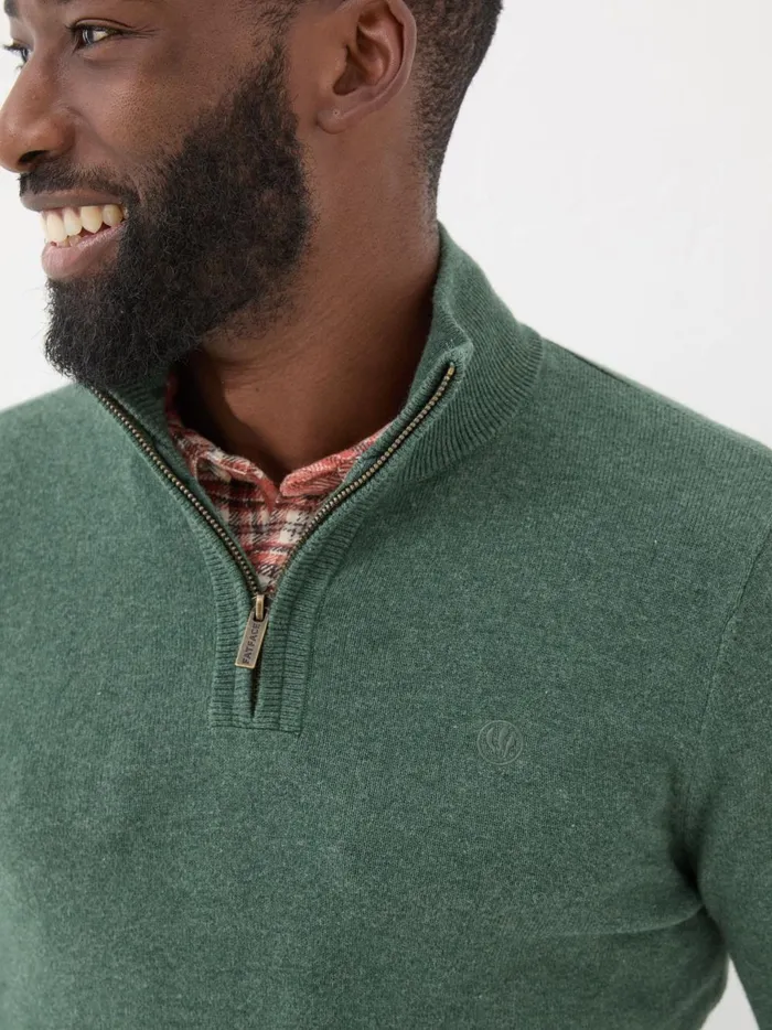 Men Knitwear Fat Face Rye Dark Green HalfNeck