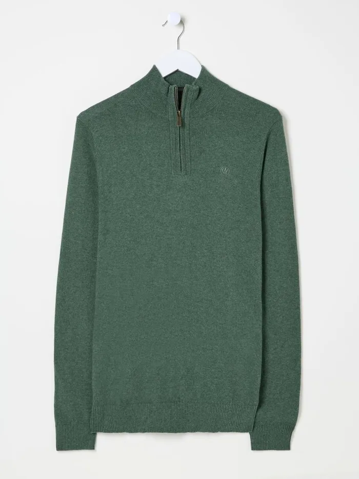 Men Knitwear Fat Face Rye Dark Green HalfNeck