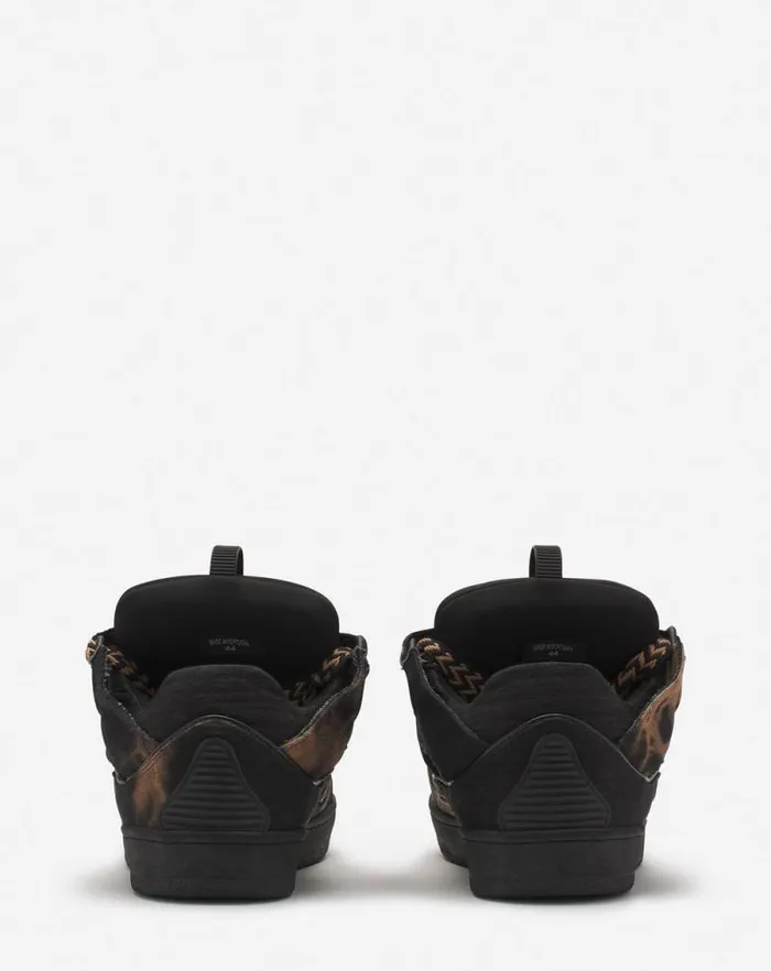Men Lanvin Curb Curb Washed Denim Sneakers Blackbeige Men Lanvin Curb Curb Washed Denim Sneakers Blackbeige
