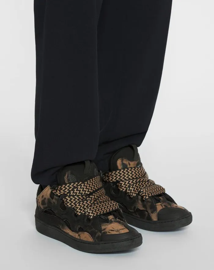Men Lanvin Curb Curb Washed Denim Sneakers Blackbeige Men Lanvin Curb Curb Washed Denim Sneakers Blackbeige