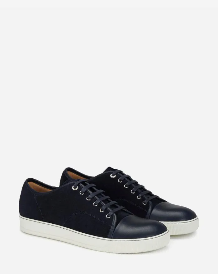 Men Lanvin DBB1 Dbb1 Leather And Suede Sneakers Navy Blue Men Lanvin DBB1 Dbb1 Leather And Suede Sneakers Navy Blue