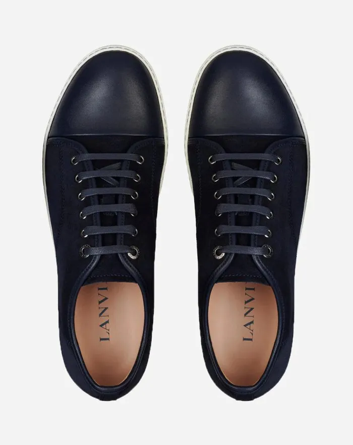 Men Lanvin DBB1 Dbb1 Leather And Suede Sneakers Navy Blue Men Lanvin DBB1 Dbb1 Leather And Suede Sneakers Navy Blue