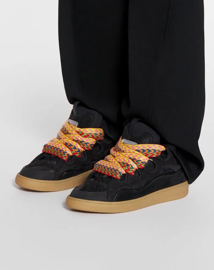 Men Lanvin Sneakers Leather Curb Sneakers Black Men Lanvin Sneakers Leather Curb Sneakers Black
