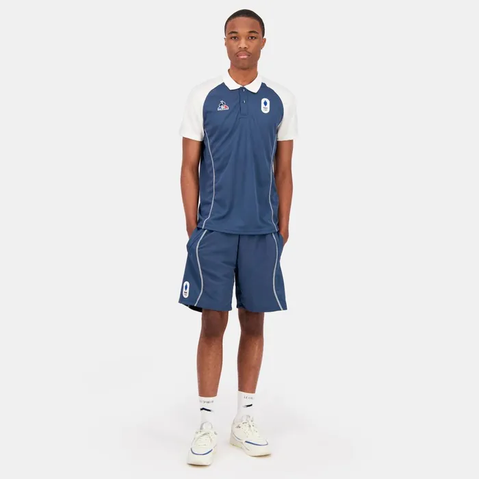 Men Le Coq Sportif Polos Shirts France039s Olympic Team Polo Shirt Insignia Bluemarshmallow