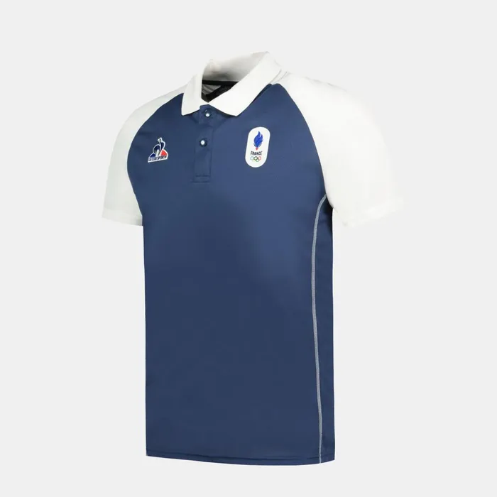 Men Le Coq Sportif Polos Shirts France039s Olympic Team Polo Shirt Insignia Bluemarshmallow