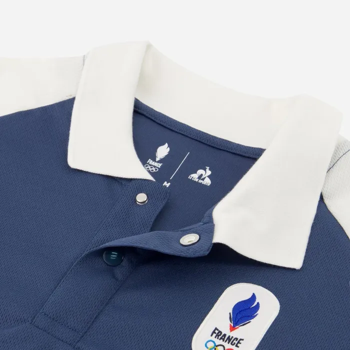 Men Le Coq Sportif Polos Shirts France039s Olympic Team Polo Shirt Insignia Bluemarshmallow