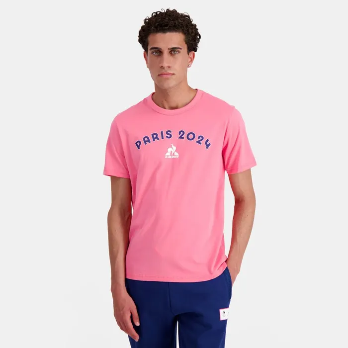 Men Le Coq Sportif Tshirts And Tops Paris 2024 TShirt Pink Carnation