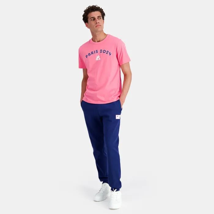 Men Le Coq Sportif Tshirts And Tops Paris 2024 TShirt Pink Carnation