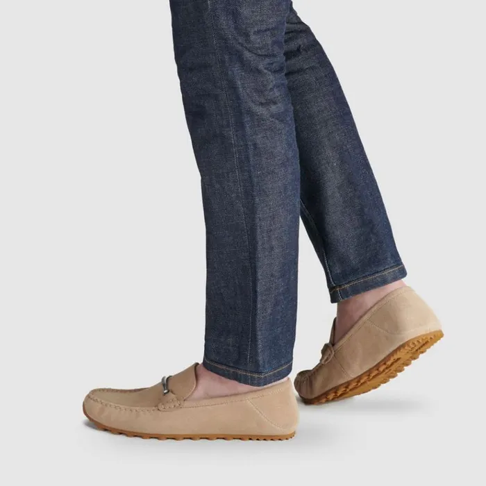 Men Loafers and Drivers Coach Collapsible Heel Driver Oat