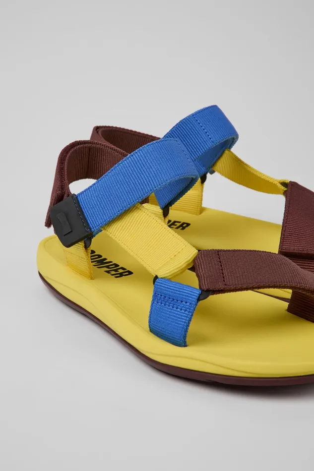 Men Match Yellow Blue And Burgundy Sandals Camper Non Leather Shoes