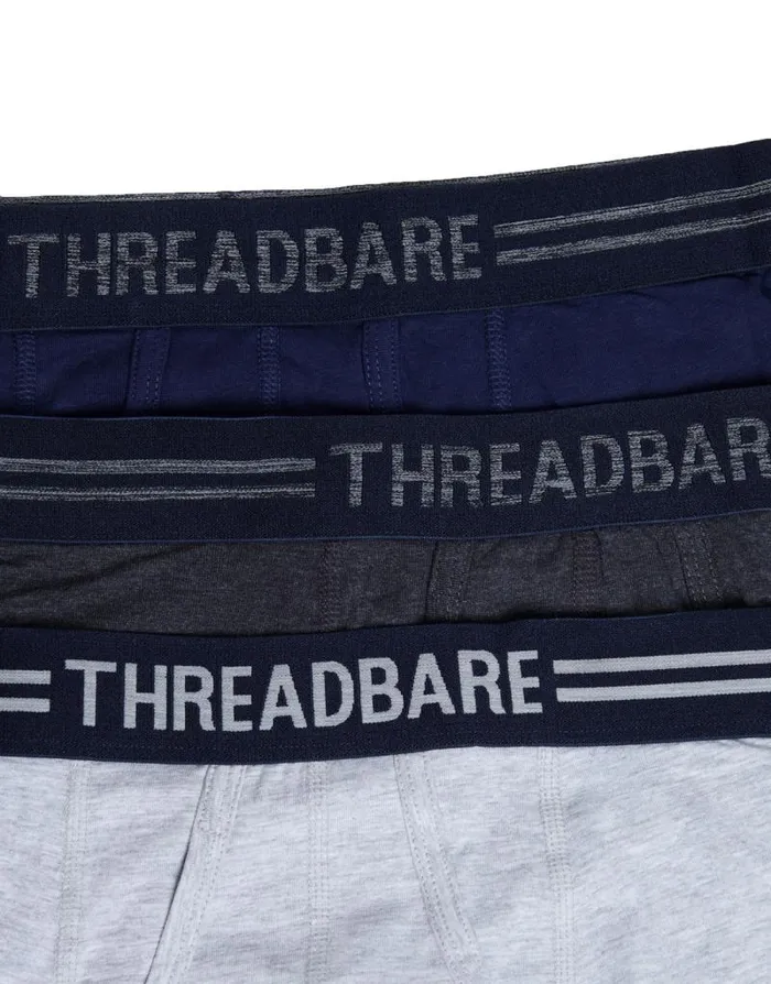 Men Navy and Grey Mix AFront Trunks 5 Pack Threadbare Underwear Men Navy and Grey Mix AFront Trunks 5 Pack Threadbare Underwear