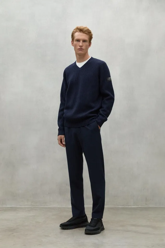 Men Navy Blue Boj Sweater Ecoalf Knitwear