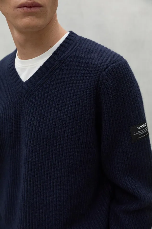 Men Navy Blue Boj Sweater Ecoalf Knitwear