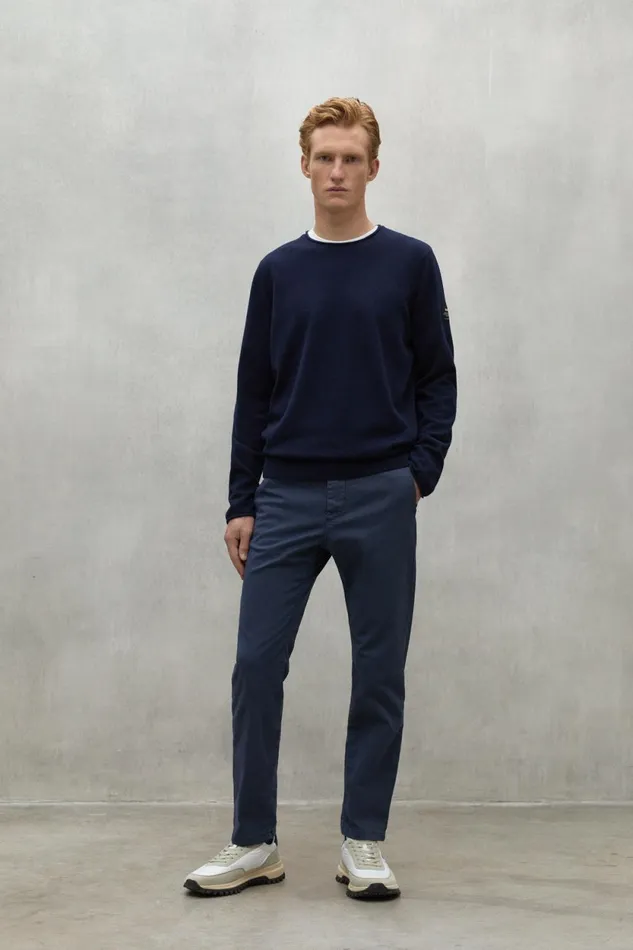 Men Navy Blue Ethic Trousers Ecoalf Trousers