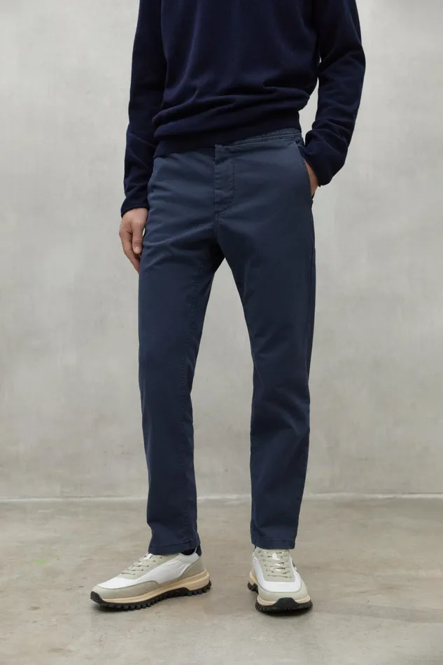 Men Navy Blue Ethic Trousers Ecoalf Trousers