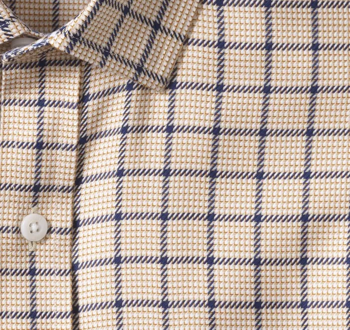 Men NonIron Dress Shirt Rust Angled Neat Windowpane JohnstonandMurphy Shirts