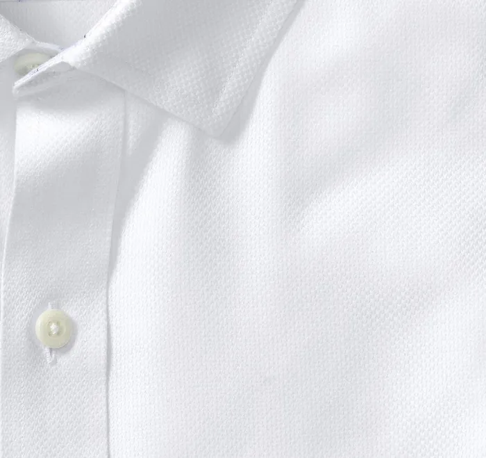 Men NonIron Dress Shirt White Solid Birdseye JohnstonandMurphy Shirts