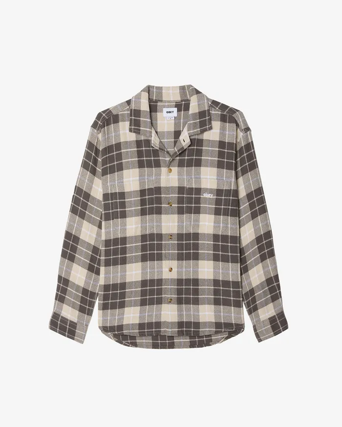 Men OBEY Clothing BIGWIG SIMON SHIRT Silver Grey Multi TOPS