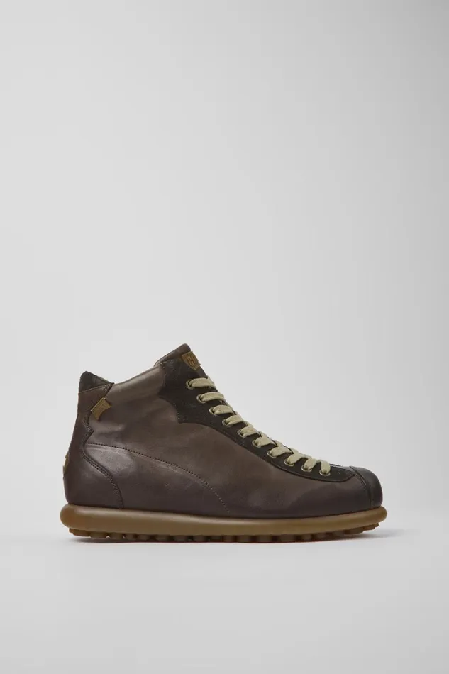 Men Pelotas Dark Brown Vegetable Tanned Leather Shoes Camper Ankle Boots Men Pelotas Dark Brown Vegetable Tanned Leather Shoes Camper Ankle Boots