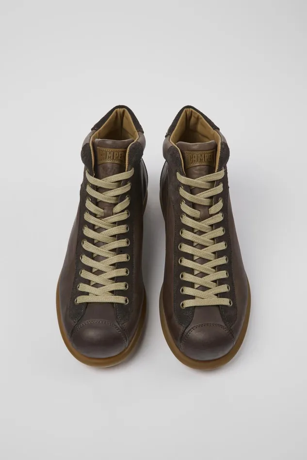 Men Pelotas Dark Brown Vegetable Tanned Leather Shoes Camper Ankle Boots Men Pelotas Dark Brown Vegetable Tanned Leather Shoes Camper Ankle Boots