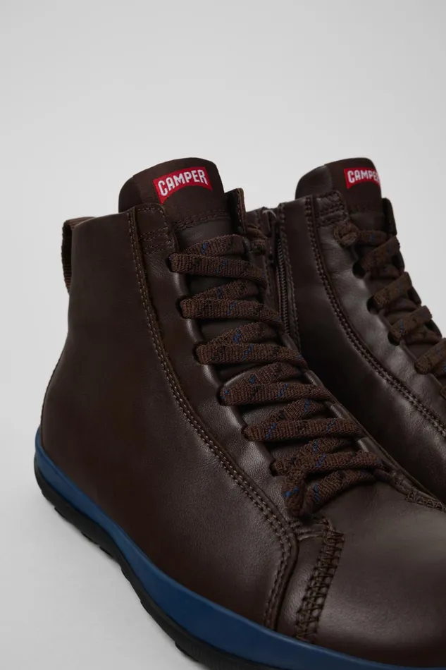 Men Peu Pista GORETEX Brown Leather Ankle Boots Camper Ankle Boots