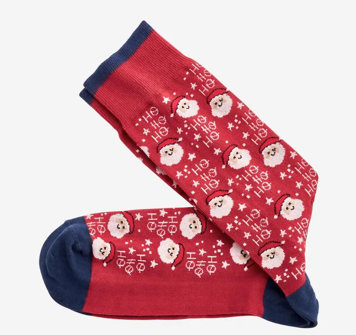 Men Pima Cotton HolidayThemed Socks Red Santas JohnstonandMurphy Socks