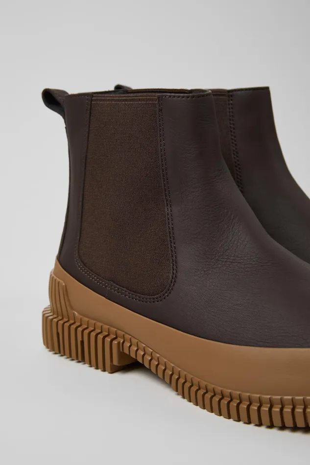 Men Pix Brown Leather Chelsea Bootie Camper Ankle Boots