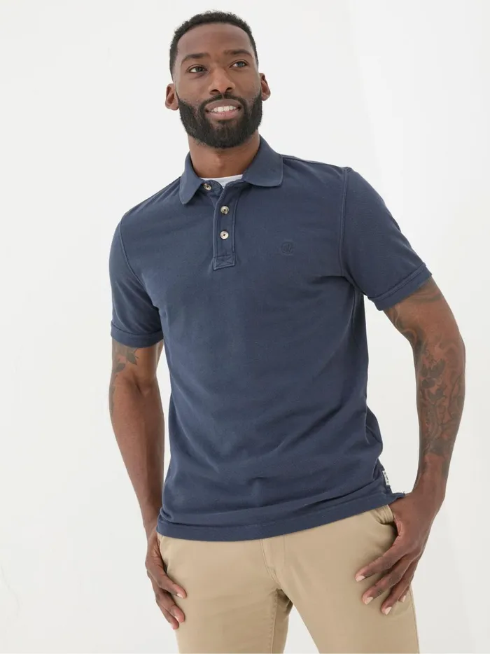 Men Polo Shirts Fat Face Blue Pique Polo Shirt