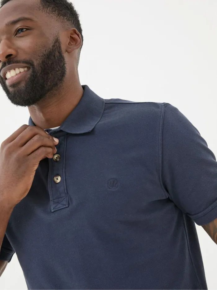 Men Polo Shirts Fat Face Blue Pique Polo Shirt