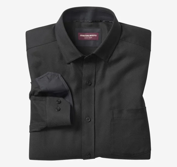 Men Premium Cotton Shirts Black Birdseye JohnstonandMurphy Shirts
