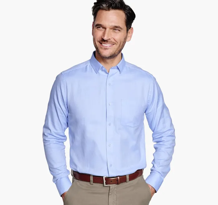 Men Premium Cotton Shirts Blue Solid Birdseye JohnstonandMurphy Shirts Men Premium Cotton Shirts Blue Solid Birdseye JohnstonandMurphy Shirts