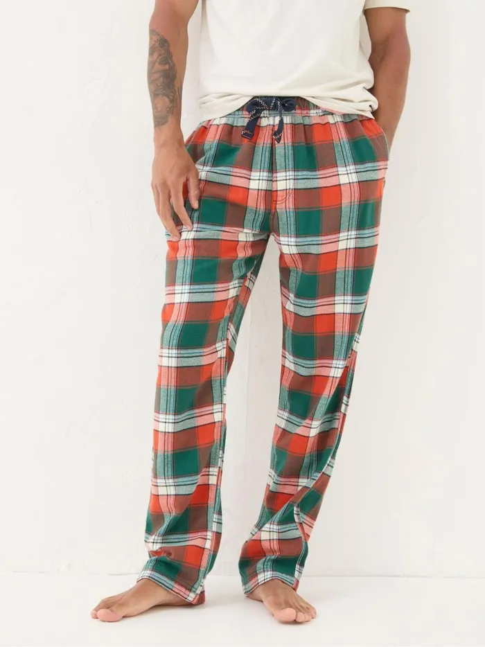 Men Pyjamas and Nightwear Fat Face Helmsley Orange Check Pyjama Bottoms