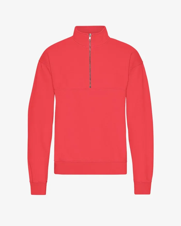 Men Quarter Zips Colorful Standard Organic Quarter Zip Red Tangerine