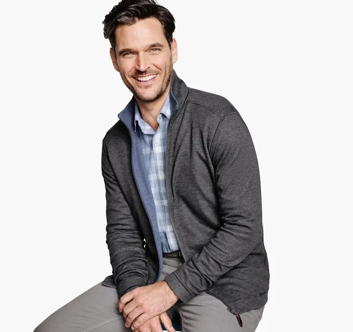 Men Reversible FullZip Bluecharcoal JohnstonandMurphy Sweaters and Knits Men Reversible FullZip Bluecharcoal JohnstonandMurphy Sweaters and Knits