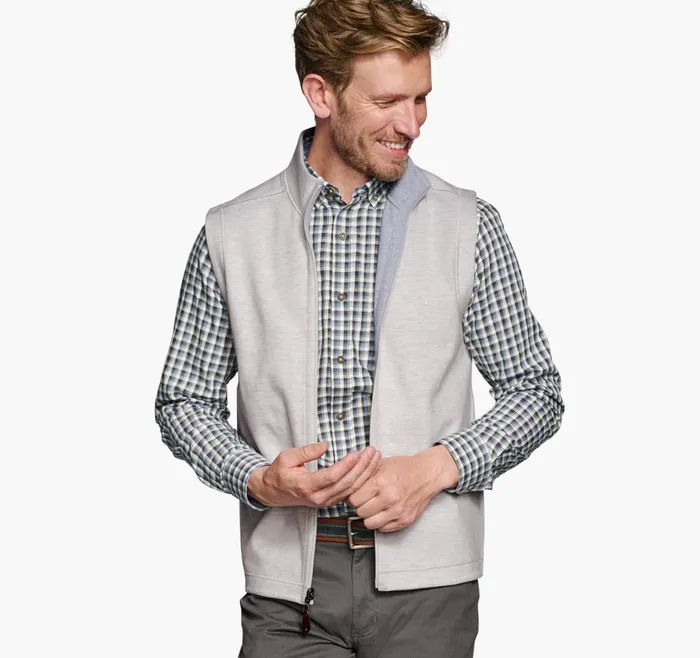 Men Reversible Solid Vest Whitegrey JohnstonandMurphy Coats Jackets and Vests