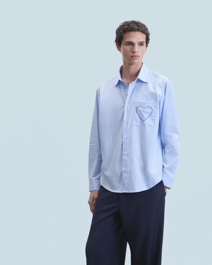 Men Shirts and TShirts From Future Heart Long Sleeve Shirt Light Blue Multi Stripe Men Shirts and TShirts From Future Heart Long Sleeve Shirt Light Blue Multi Stripe