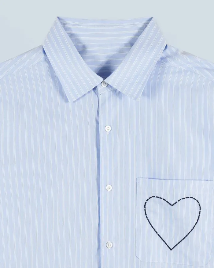 Men Shirts and TShirts From Future Heart Long Sleeve Shirt Light Blue Multi Stripe