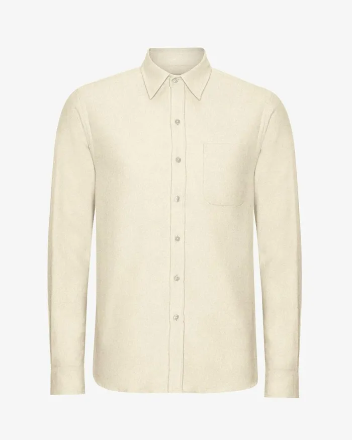 Men Shirts Colorful Standard Organic Flannel Shirt Ivory White