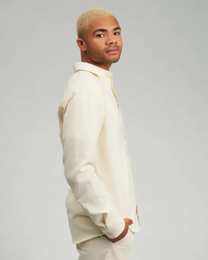 Men Shirts Colorful Standard Organic Flannel Shirt Ivory White