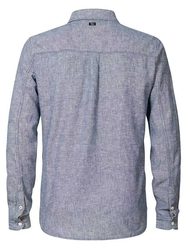 Men Shirts Petrol Industries Linen Shirt Faded Indigo