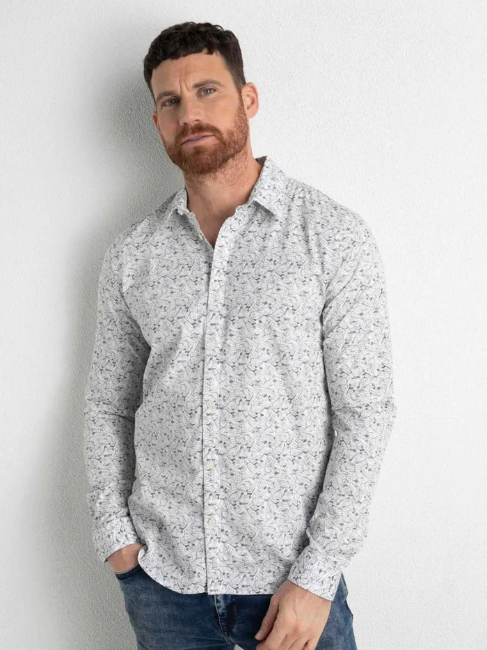 Men Shirts Petrol Industries Shirt With An AllOver Graphic Print Petrol Blue