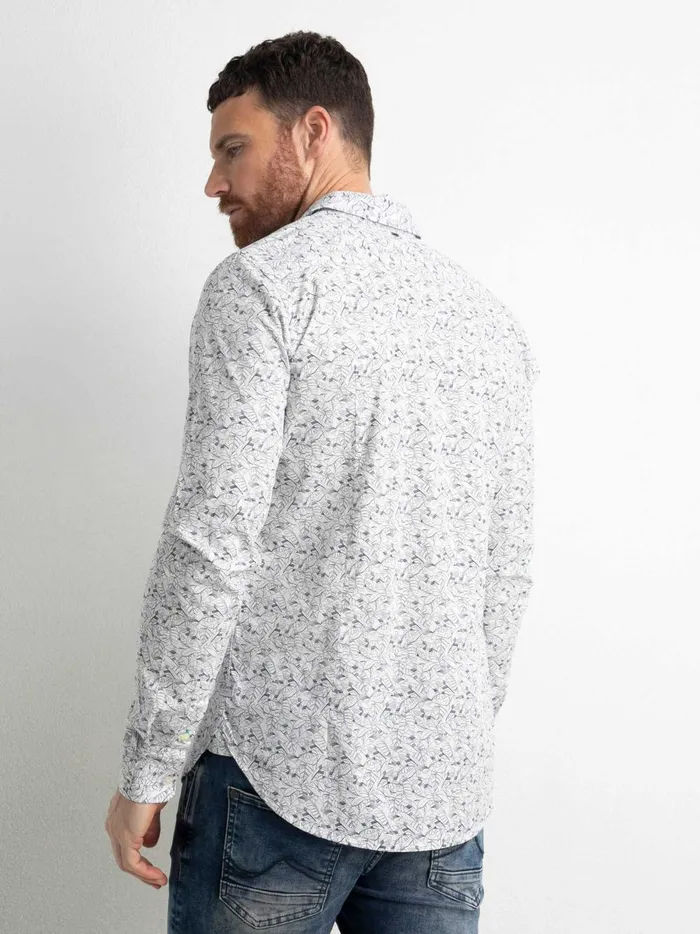 Men Shirts Petrol Industries Shirt With An AllOver Graphic Print Petrol Blue