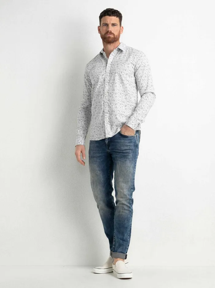 Men Shirts Petrol Industries Shirt With An AllOver Graphic Print Petrol Blue